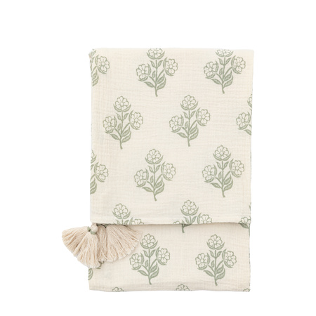Hepple Gauze Floral Throw Sage 1300x1700mm