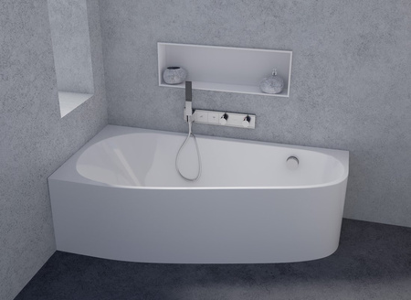 PROJEKTA L MONOLITH wanna narożna 156x77x60cm, biały