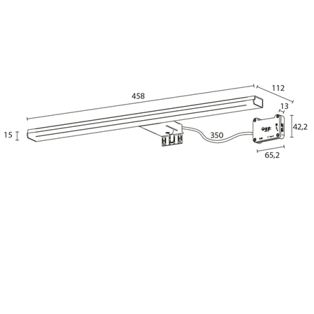 FELINA oświetlenie ścienne LED, 10 W, 458x15x112 mm, IP44, chrom