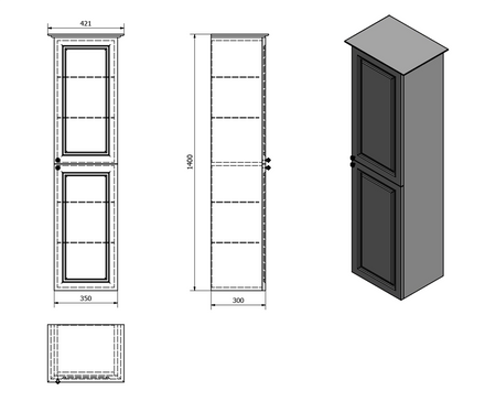 VIOLETA szafka wysoka 35x140x30cm, prawa, biała