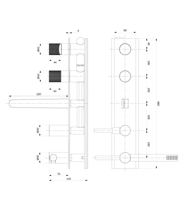 CONTOUR bateria wannowa 5-otworowa podtynkowa, antracyt szczotkowany