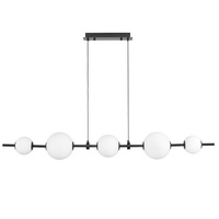 Lampa wisząca MILA 140 cm - LED, czarna z białymi kulami