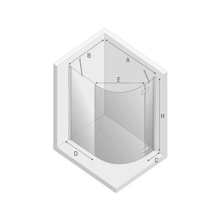 KABINA NEW MERANA ASYMETRYCZNA L 100x80x195 CZYSTE 6mm ACTIVE SHIELD