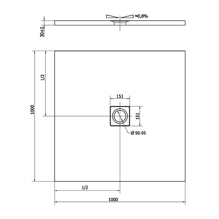 FLEXIA brodzik kompozytowy z możliwością docinania 100x100cm