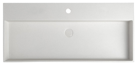 QUADRADO umywalka betonowa z korkiem, 96x44cm, biały piaskowiec