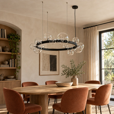 Lampa wisząca Orion 85 cm - 15 szklanych kul, czarna