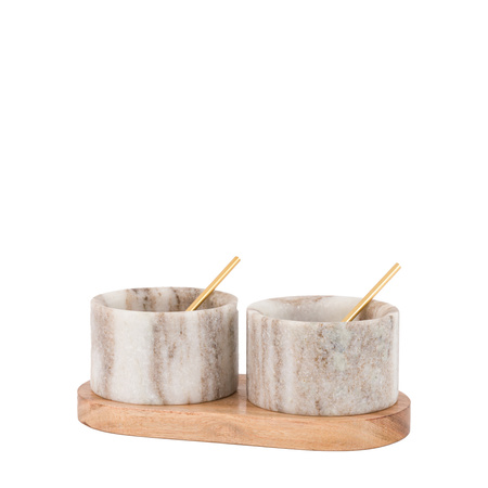 Novi Spoon and Pinch Pot Beige Marble 178x89x70mm
