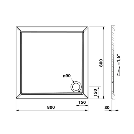 ELSE brodzik kompozytowy, 80x80cm, biały
