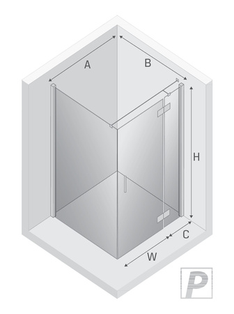 Kabina NESTA chrom 1D prostokątna P 120x110x200 czyste 6mm Active Shield 2.0
