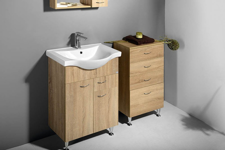 KERAMIA FRESH szafka umywalkowa, 1 szuflada, 60,6x74x34cm, dąb platin