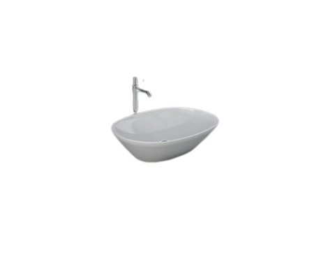 Zestaw VARIANT Umywalka nablat. owalna 50x36 cm BIAŁY POŁYSK + Bateria nablatowa wysoka ICONIC Chrom