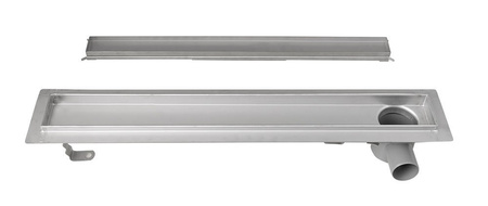 PAVINO odpływ liniowy ze stali nierdzewnej z rusztem do płytek, L-860, DN50