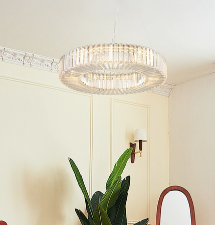 Lampa wisząca CRISTAL 60 cm -  LED, żyrandol kryształowy, złoty