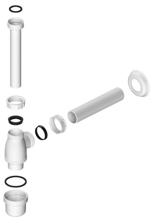 Syfon umywalkowy 5/4", DN40, biały