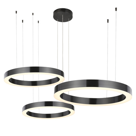 Lampa wisząca CIRCLE 3 60+80+100 cm - LED, ring tytan szczotkowany na 1 podsufitce 3000K