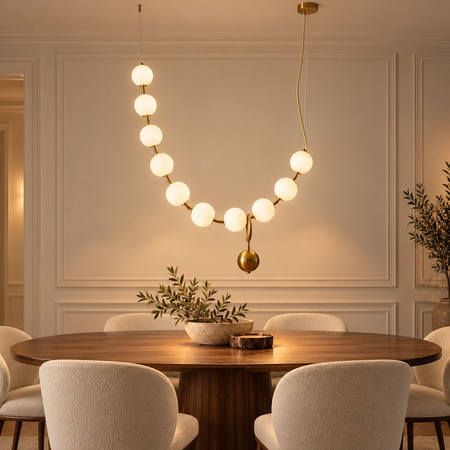 Lampa wisząca CORALLI L -LED, biało-mosiężna