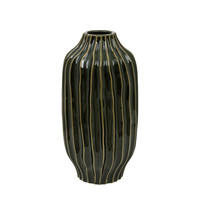 Organic Ribbed Vase Olive 180x180x365mm