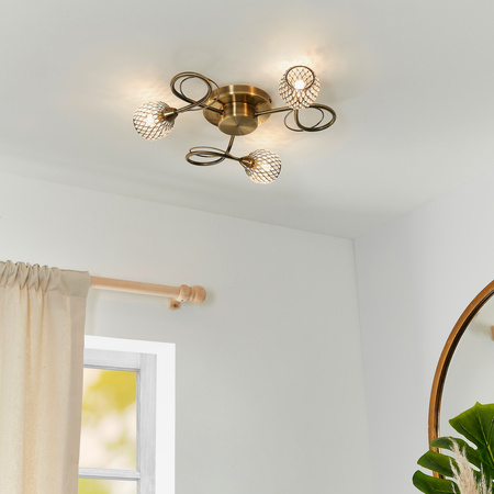 Aherne 3 Ceiling Lamp Antique Brass