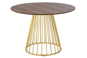 Stół GLAM WALNUT 110 - fornir orzechowy, złota podstawa