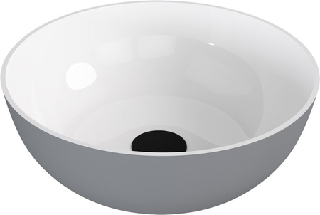 BANERA ROUND umywalka kompozytowa nablatowa, średnica 39cm, biały/szary mat