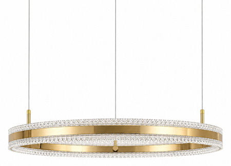 Lampa wisząca ARKADIA LED 80 cm - złoty połysk z kryształowym pierścieniem