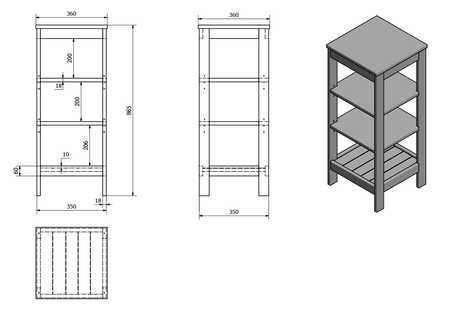 ETIDE regał 36x86x36 cm, biały mat