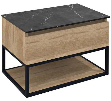 SKARA pod umywalkę 80x50x45cm, czarny mat/dąb alabama