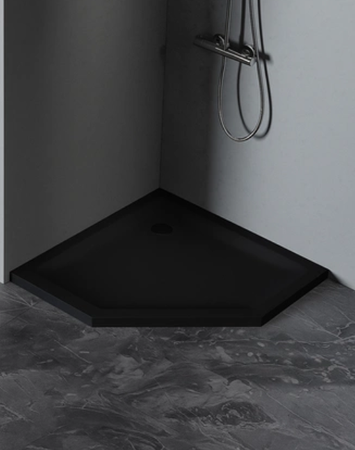 Brodzik MILD SATIN akrylowy pięciokątny 80x80x4,5 czarny