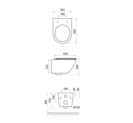 Zestaw MEDEA (5 w 1) Czarny Mat, Przycisk Chrom Standard