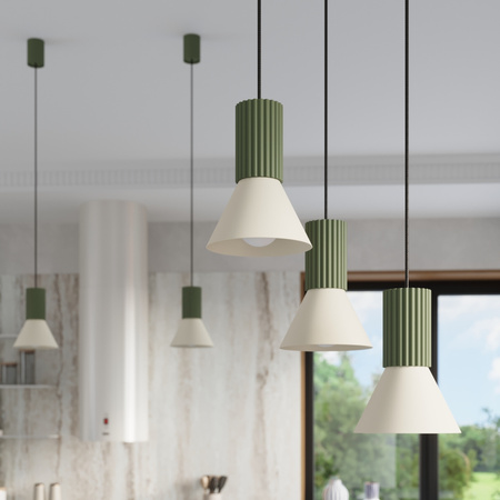 Lampa wisząca ESTRIA 3P beżowa/zielona oliwka