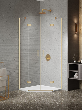 Kabina NESTA GOLD BRUSHED 2D pięciokątna 80x80x200 czyste 6mm Active Shield 2.0
