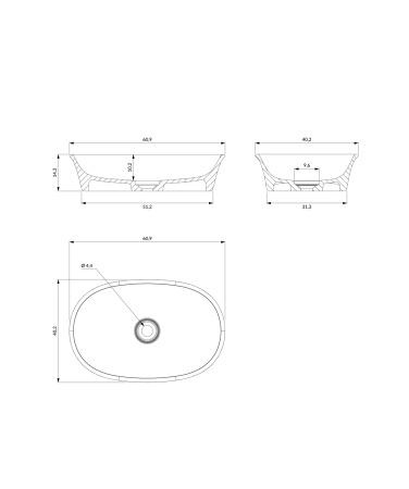 CLASSICA M+ umywalka nablatowa, 61 x 40 cm, biały mat