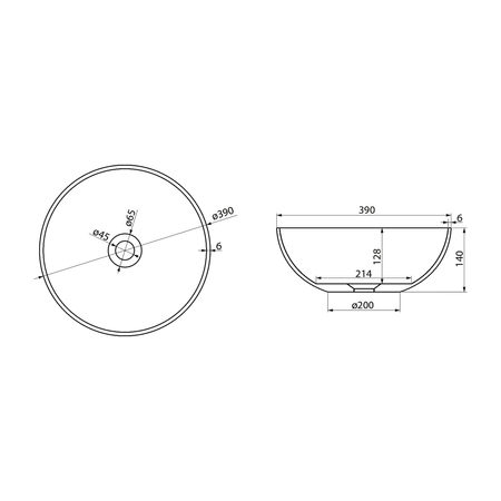 BANERA ROUND umywalka kompozytowa nablatowa, średnica 39cm, biały
