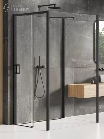 KABINA PRIME BLACK PROSTOKĄTNA PRZYŚCIENNA P 110x90x200 CZYSTE 6mm ACTIVE SHIELD