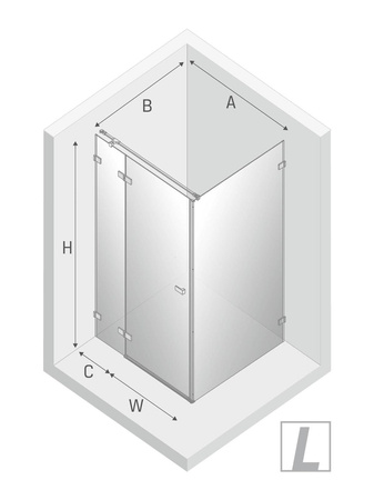 KABINA AVEXA BLACK PROSTOKĄTNA L 90x70x200 CZYSTE 6mm ACTIVE SHIELD
