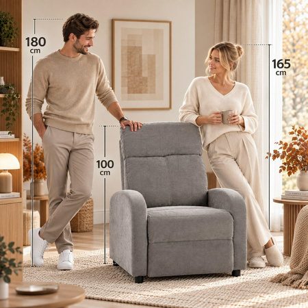 Fotel wypoczynkowy rozkładany RELAX PREMIUM jasny szary