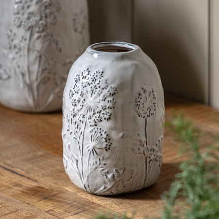 Meadow Embossed Ceramic Vase Stone 175x175x250mm