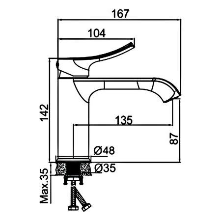 SUGA bateria umywalkowa, chrom