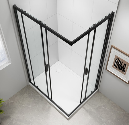 EASY BLACK kabina prysznicowa 900x800mm, szkło czyste