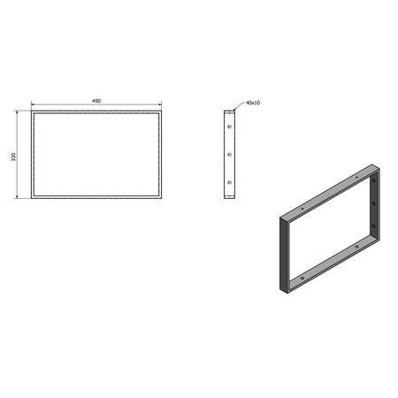Wspornik 490x330x40mm, stal malowana, złoty mat