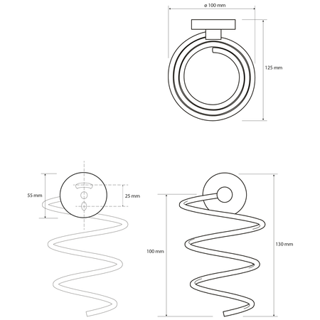 X-ROUND uchwyt na suszarkę, spiralowy, chrom