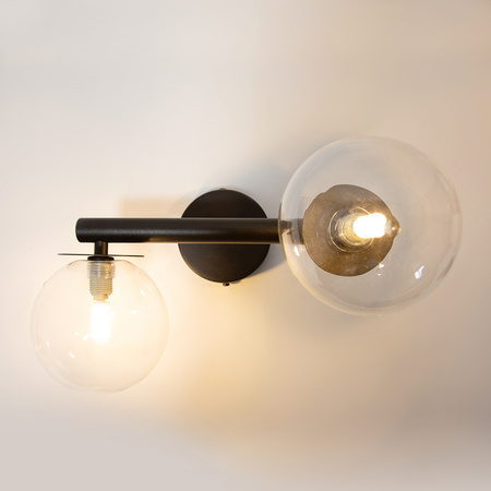 AVOLA kinkiet 2 czarny/transparentny