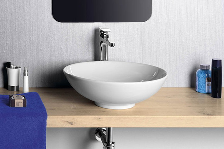 DIMP umywalka ceramiczna nablatowa, Ø 46cm, biały