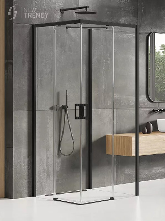 KABINA PRIME BLACK PROSTOKĄTNA PRZYŚCIENNA P 80x70x200 CZYSTE 6mm ACTIVE SHIELD