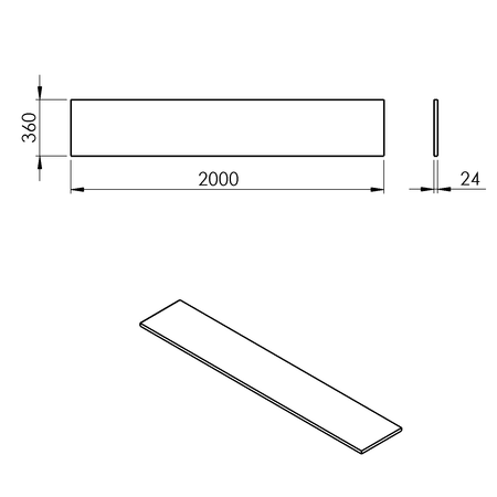 PLATO blat Rockstone 2000x24x360mm, biały mat