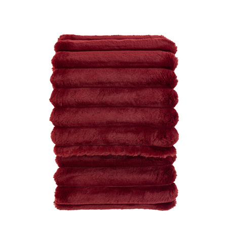Ribbed Faux Fur Throw Mulberry 1300x1700mm