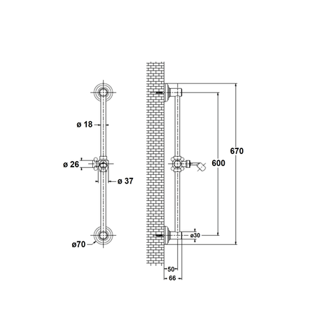 ANTEA zestaw prysznicowy, uchwyt obrotowy, okrągły, 670mm, nikiel