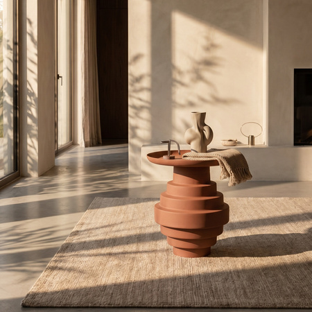 BIZZOTTO Stolik kawowy AMBA 35,5 cm – terracotta, stal malowana, nowoczesny design