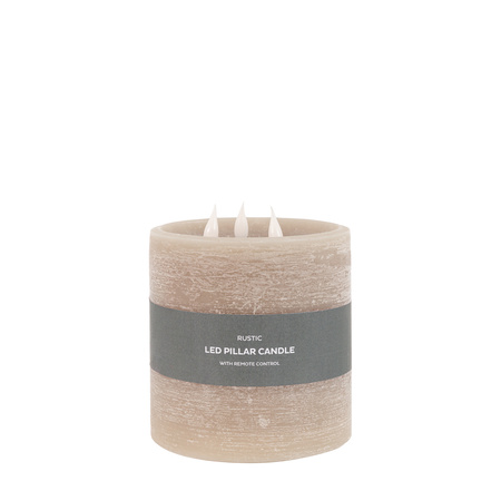 LED 3 Wick Candle Warm Grey 150x150x150mm