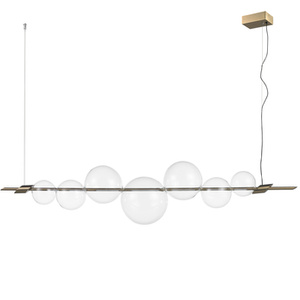 Lampa wisząca AMORE LED 153 cm - złota z transparentnymi kloszami